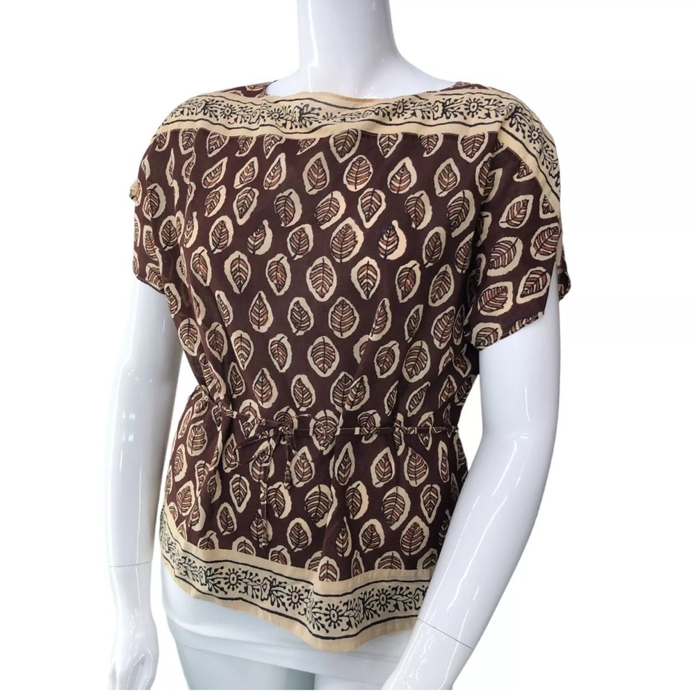 Ralph Lauren LRL Womens Size 2XL Boho Top Drawstring Waist Peplum 100% Cotton